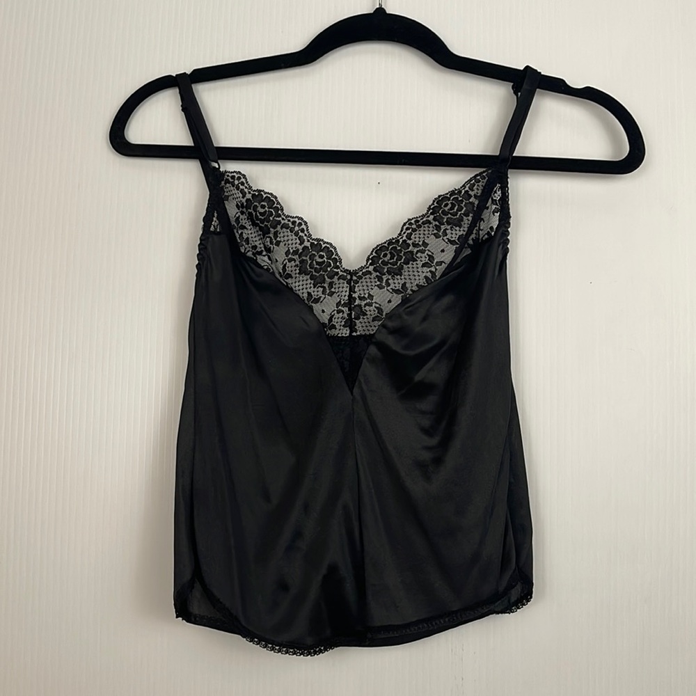 Vintage Sexy Black Lace Silk Top